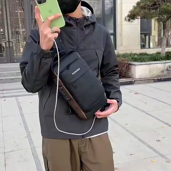 Boy's Fashion Youth Chest Bag New Artical Men's Motorcycle Bag Oxford Cloth Cross Body Bag